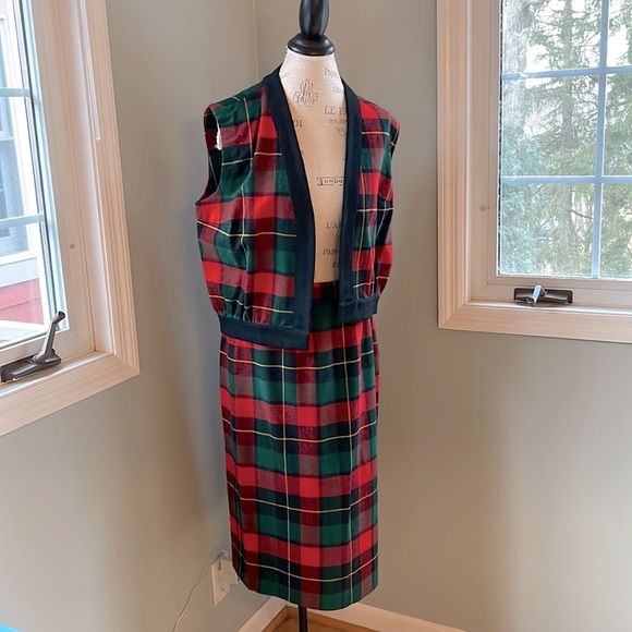 Vintage Dresses & Skirts - Vintage hand-sewn Plaid skirt set
